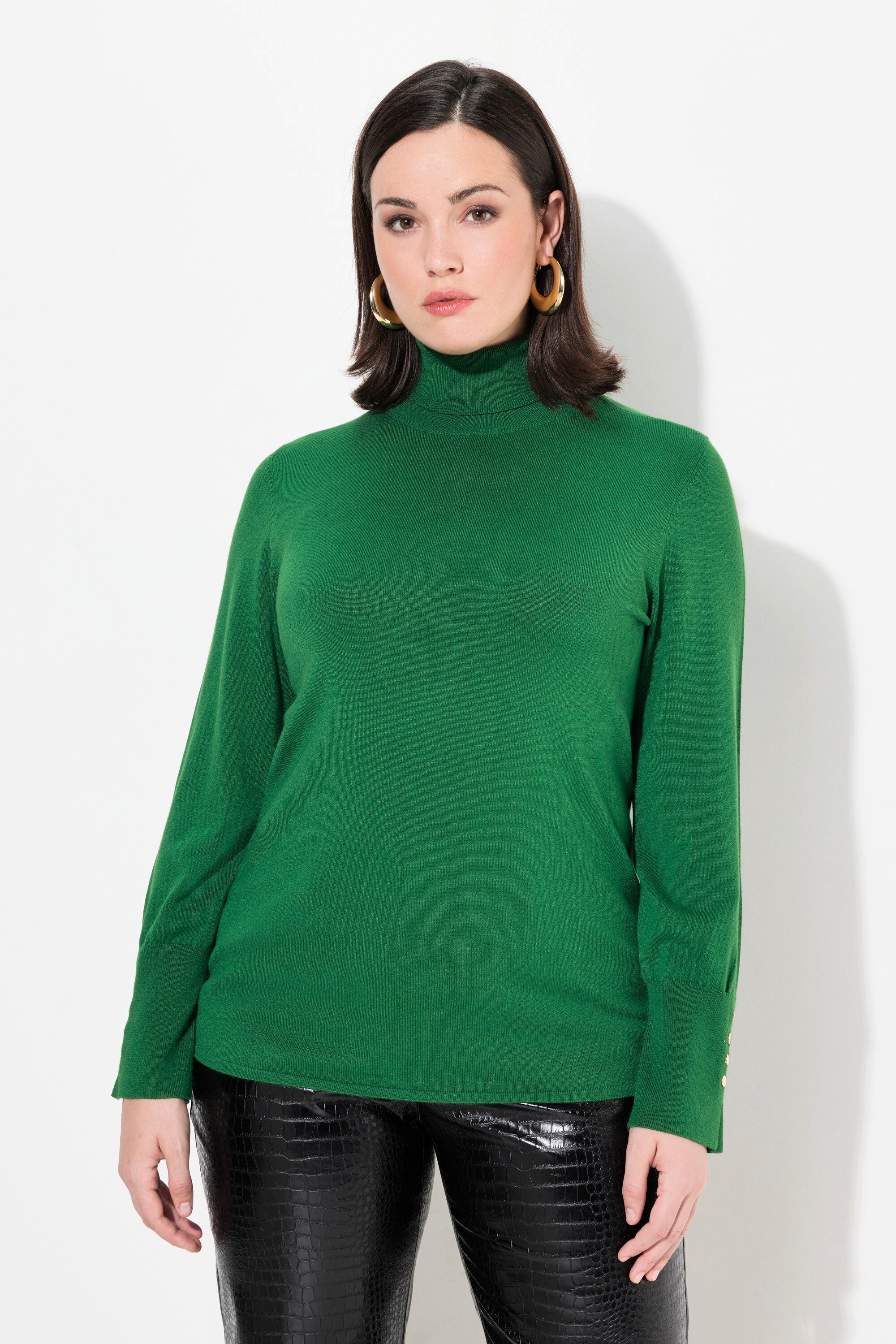 Ulla Popken Rollkragenpullover Pullover Rollkragen Zierknöpfe - Main Image