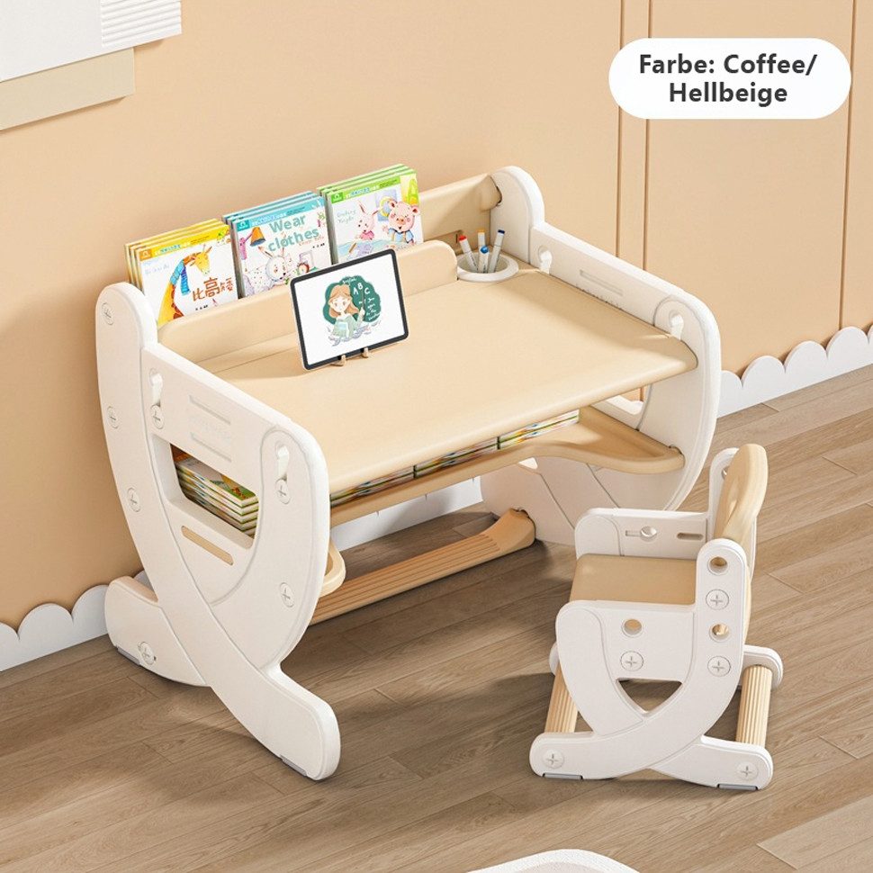 habeig Kinderschreibtisch höhenverstellbar mit Stuhl Buchstütze Stifthalter günstig online kaufen