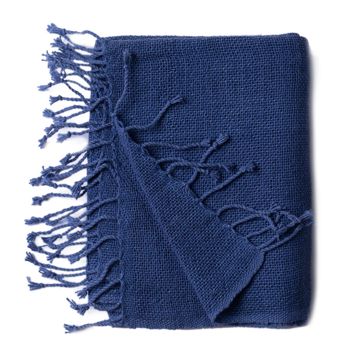 PANASIAM Halstuch warmer weicher Baumwollschal grob gewebt in verschiedenen Farben, auch als Schultertuch oder Schal im Herbst und Winter tragbar Blau