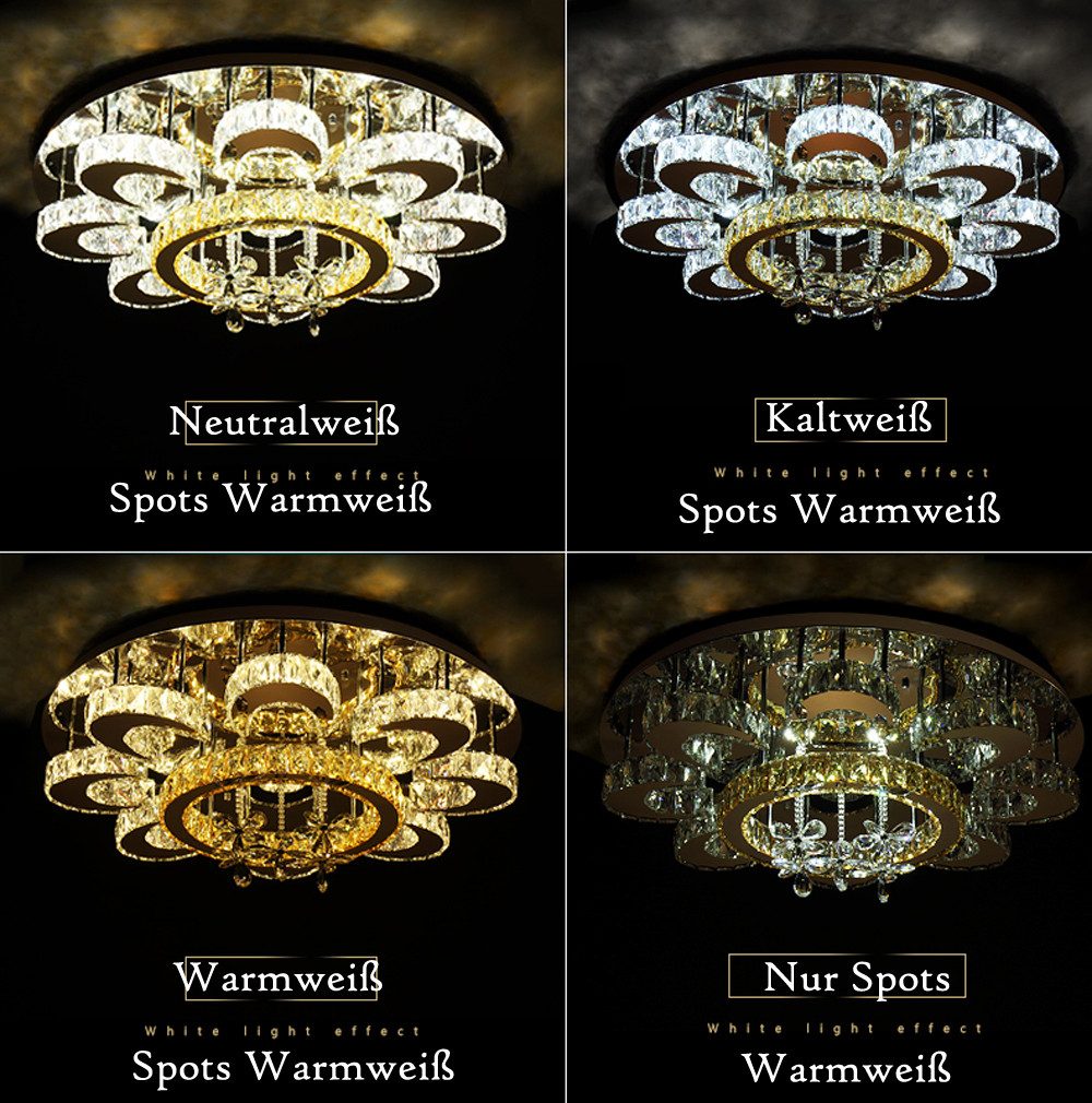Eurohandisplay LED Deckenleuchte LED Pendelleuchte Kristall Fernbedienung Deckenleuchte Deckenlampen, LED fest integriert, Warmweiß bis Kaltweiß, Modern Kristal – Bild 5 von 5