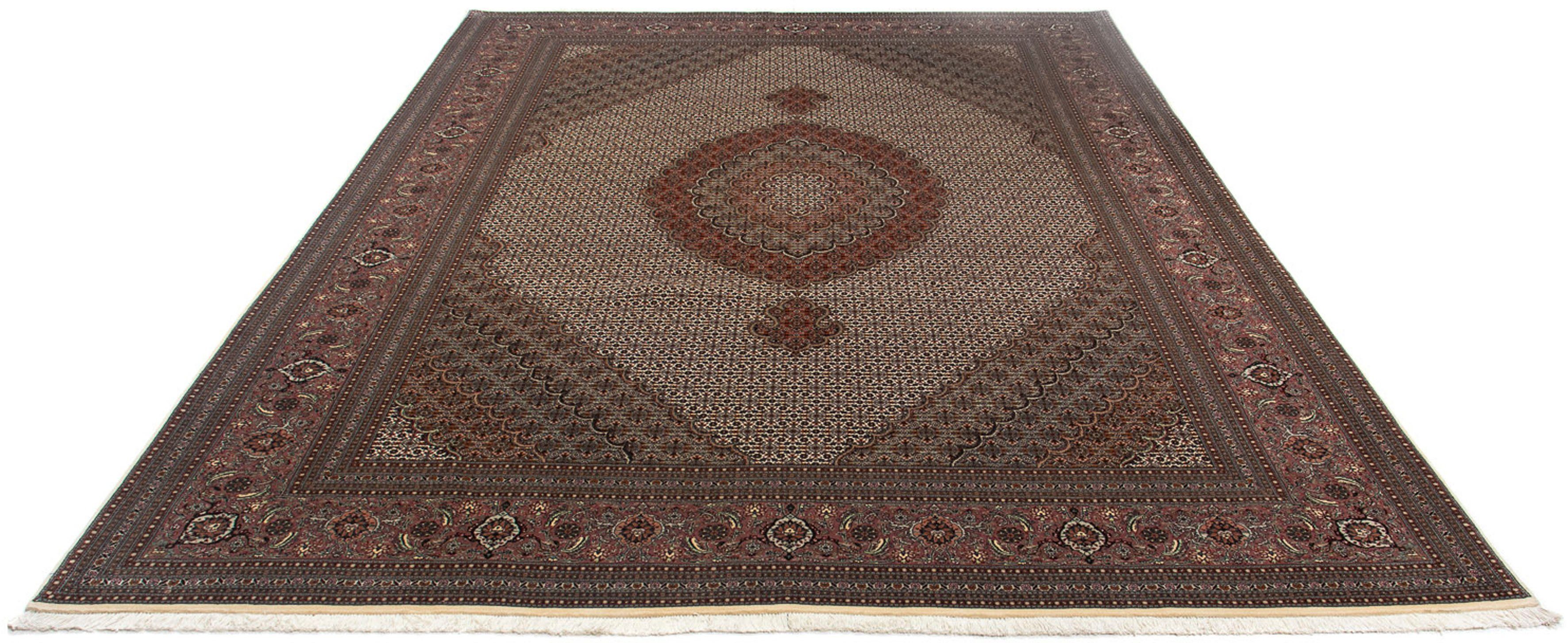 Orientteppich Perser - Täbriz - 350 x 250 cm - dunkelbraun, morgenland, rechteckig, Höhe: 10 mm, Wohnzimmer, Handgeknüpft, Einzelstück mit Zertifikat
