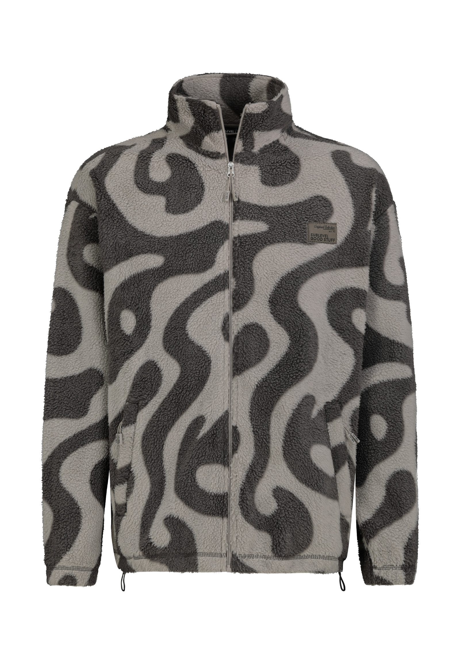 SUBLEVEL Fleecejacke Herren Kuschel-Fleecejacke mit Alloverprint günstig online kaufen
