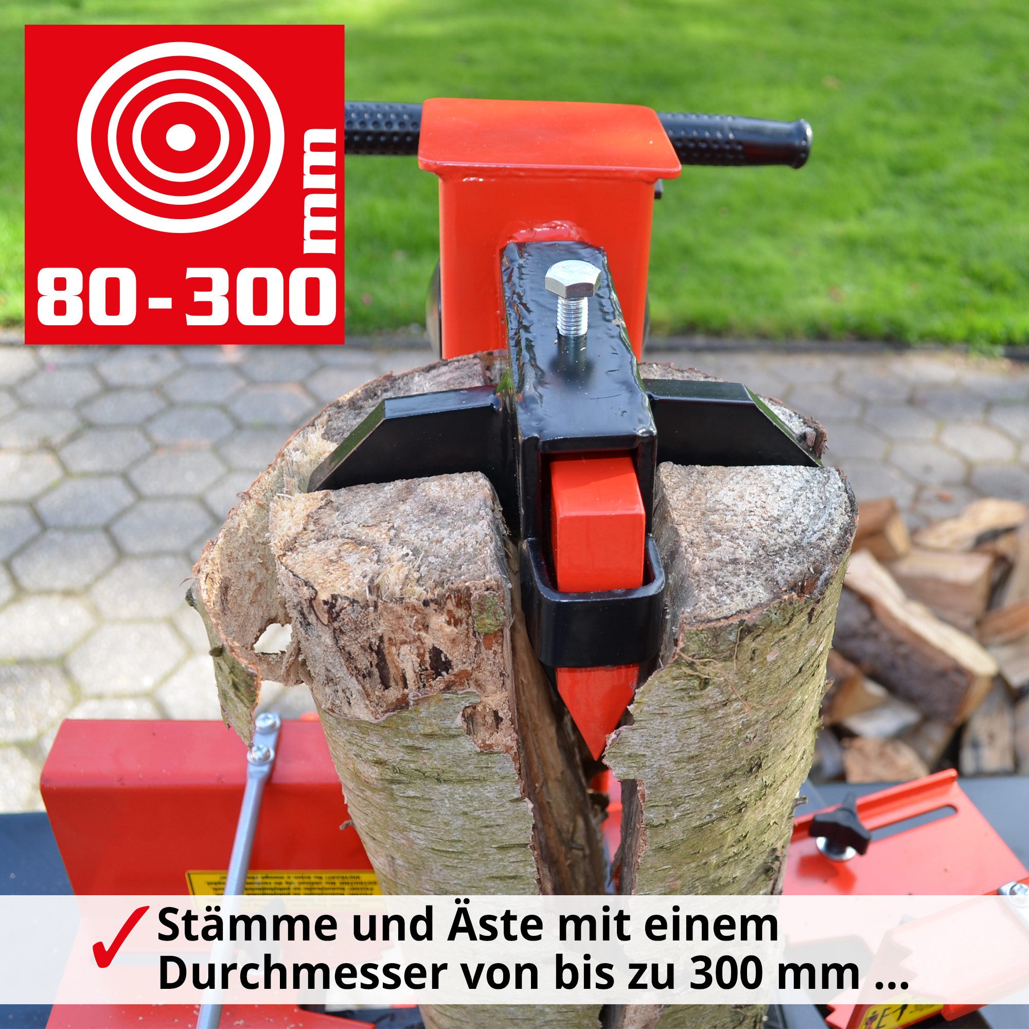 Hecht Elektroholzspalter 6070, Spaltgutlänge bis 55 cm, Spaltgutdurchmesser bis 30 cm, Tischverbreiterung, 7 T, 230V, 3000W