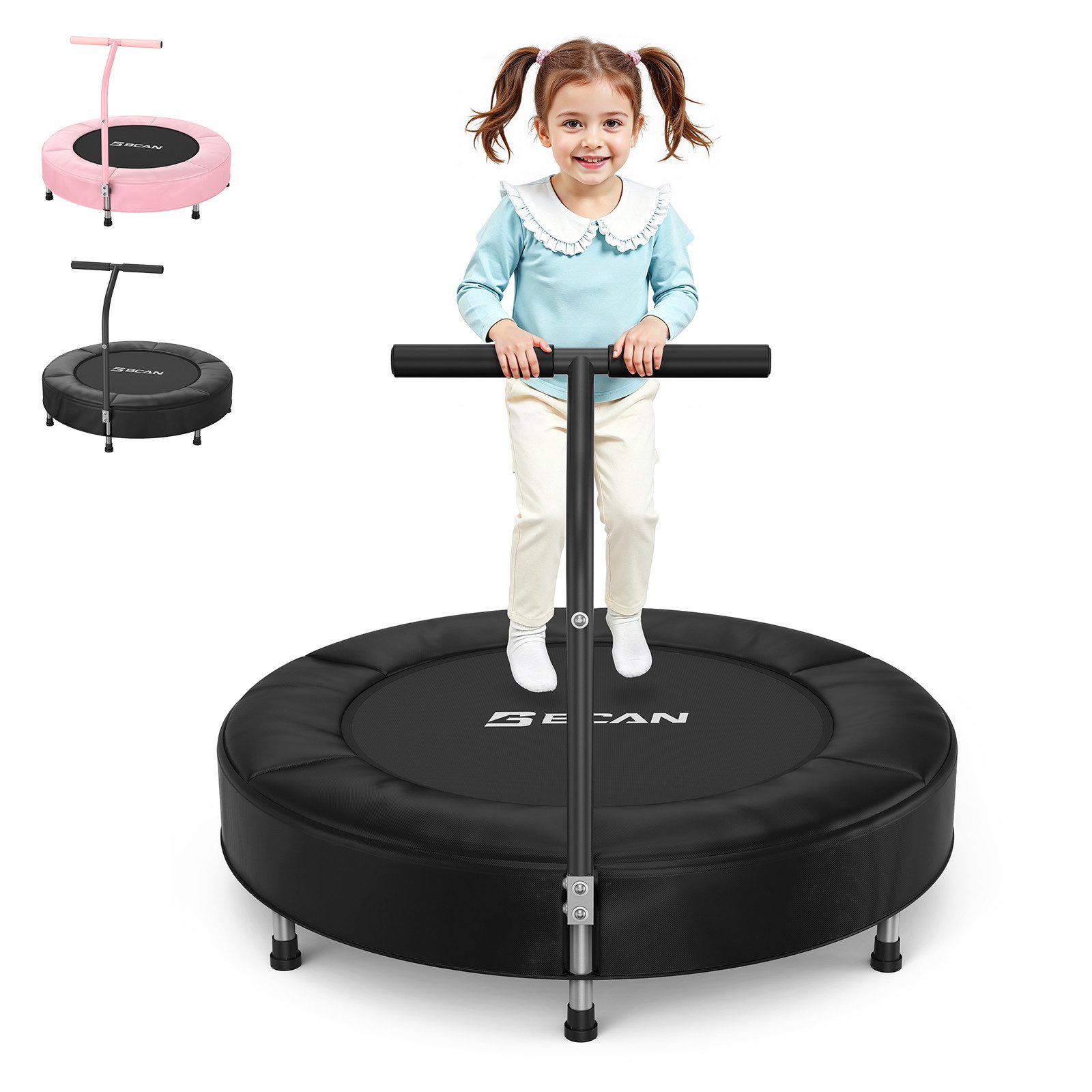 BCAN Kindertrampolin für 1-6 Jährige, mit Schaumgriff & lückenloser Polsterung, Ø 91 cm, (1 tlg), gelenkschonend für Indoor-Spiel
