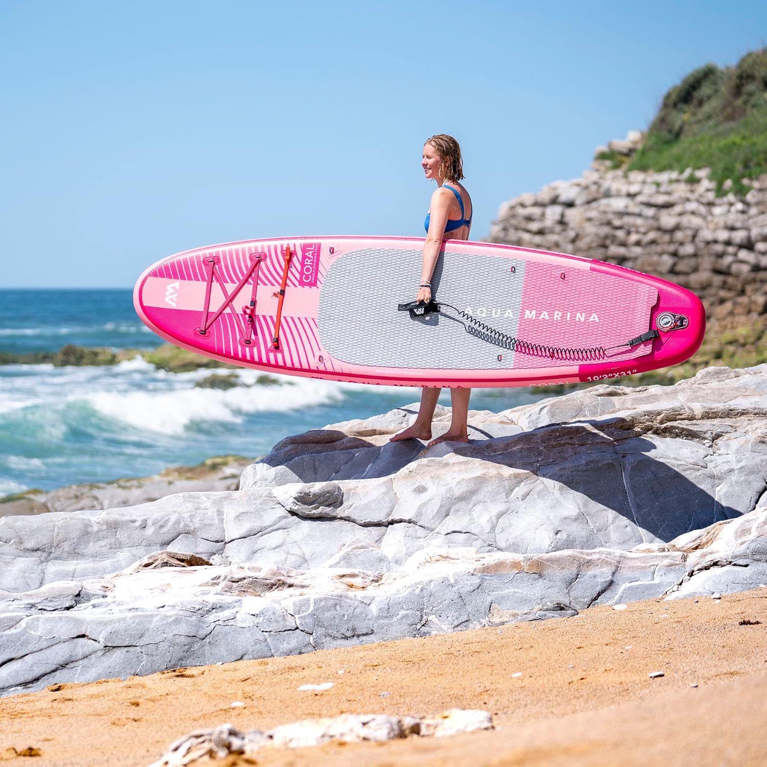 Aqua Marina SUP-Board AQUA MARINA CORAL 10.2 SET Stand Up Paddle Surf Board ISUP 310x78cm – Bild 4 von 5