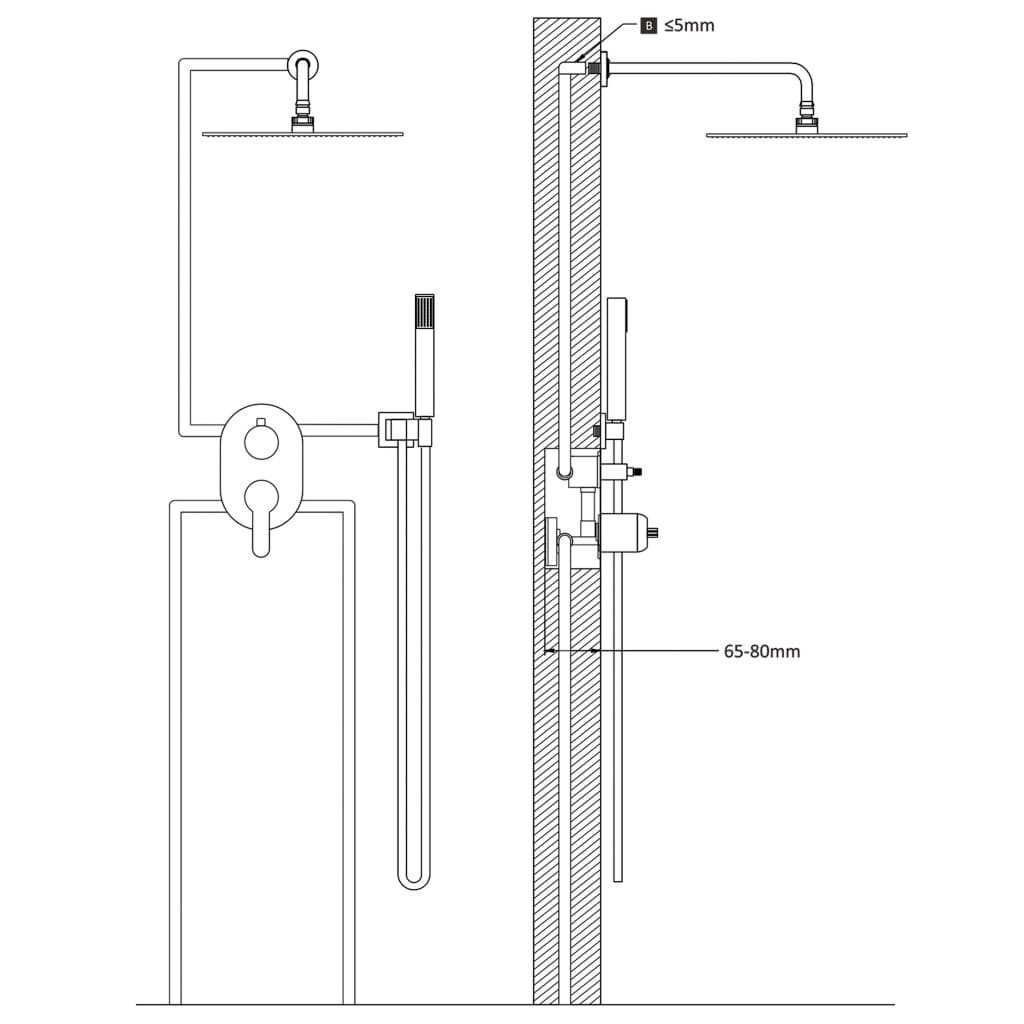 Golden, Edelstahl 201 vidaXL Duschsystem Duschsystem 2 Höhe cm