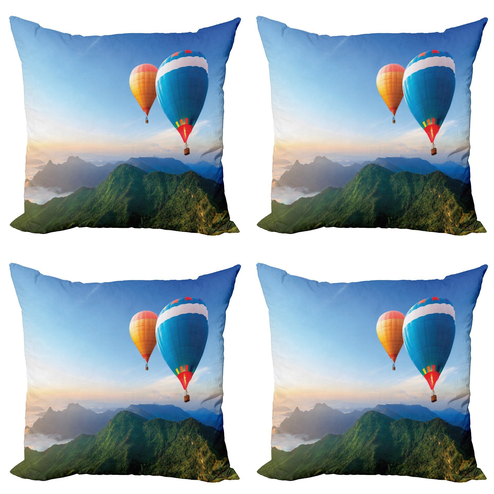 Kissenbezüge Modern Accent Doppelseitiger Digitaldruck, Abakuhaus (4 Stück), Scenic Sommer Ballone auf Ridges