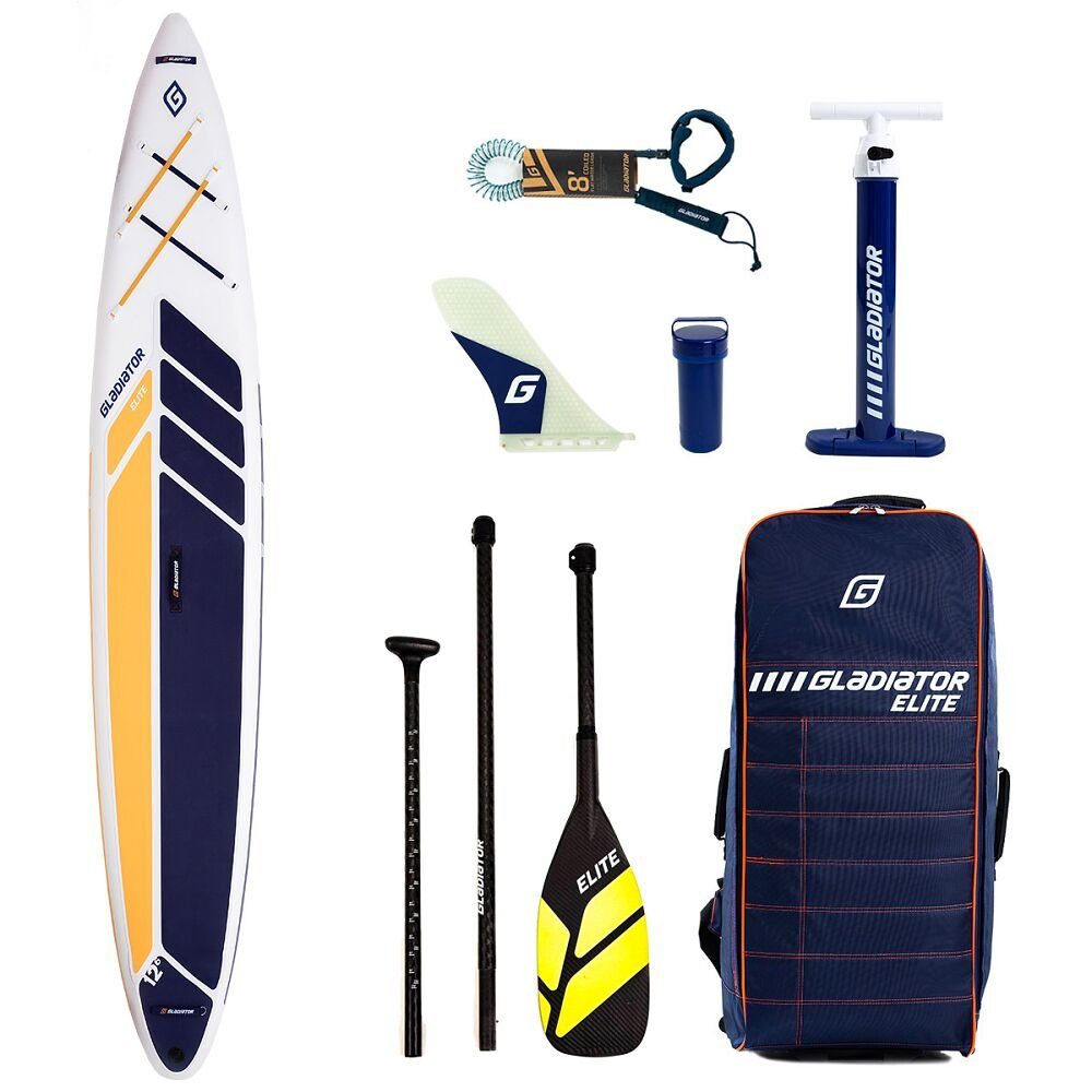 GLADIATOR SUP-Board Stand Up Paddling Board Set Elite 2023, Extrem leichtes Board - 20 % leichter als Gladiator Pro und Origin 12'6 R Touring Board