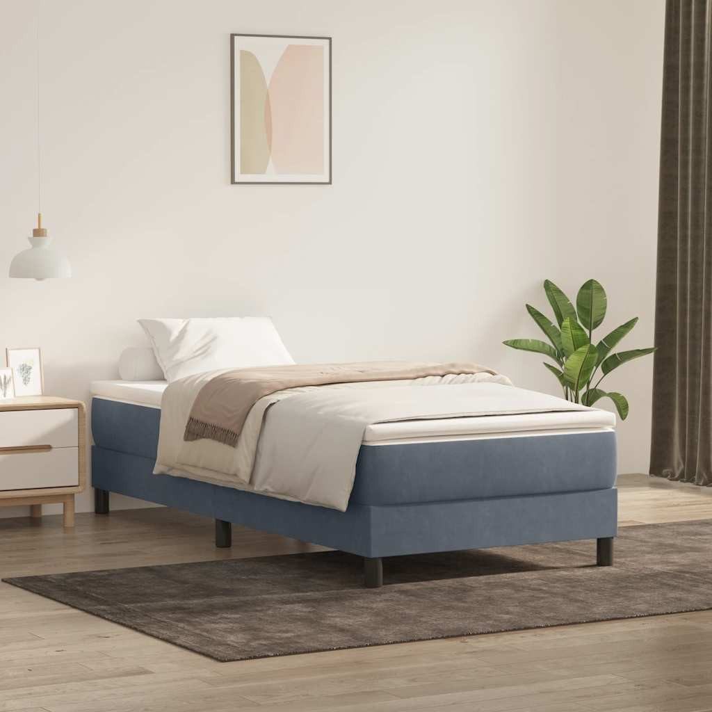 vidaXL Bett Boxspringbett ohne Matratze Dunkelgrau 90x210 cm Samt – Bild 3 von 5