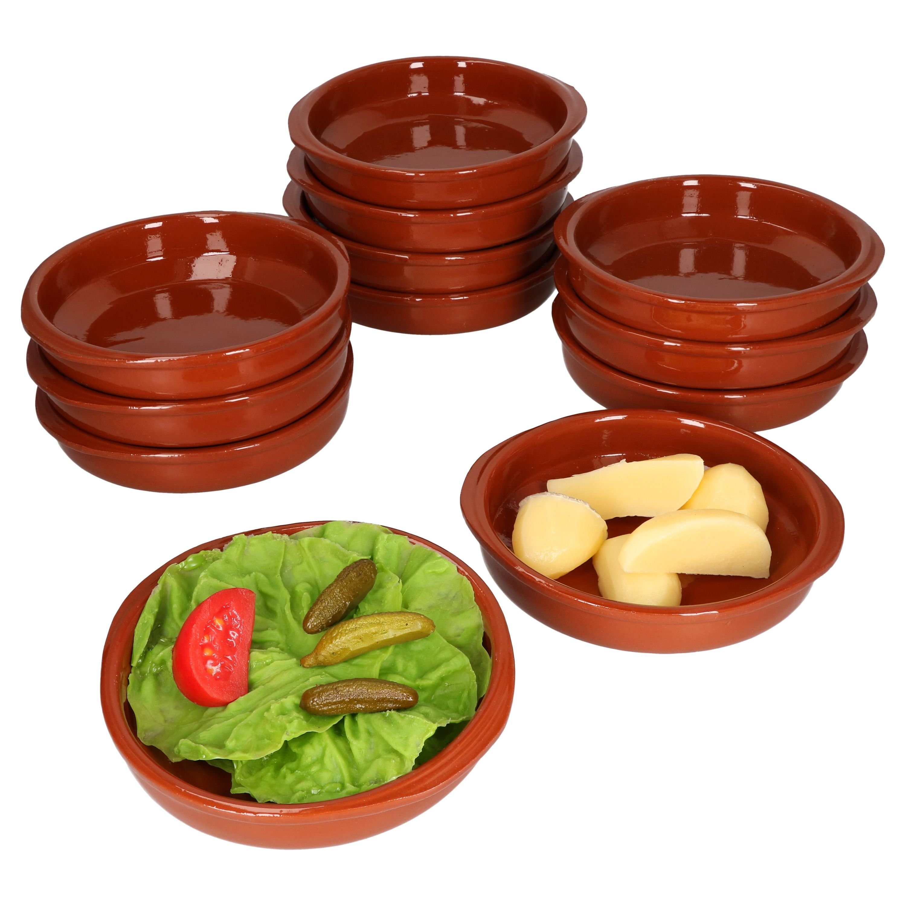 Tapas-Schale 12er Set Cazuela Bernd M Ø 16cm Tonschalen mit Griffen