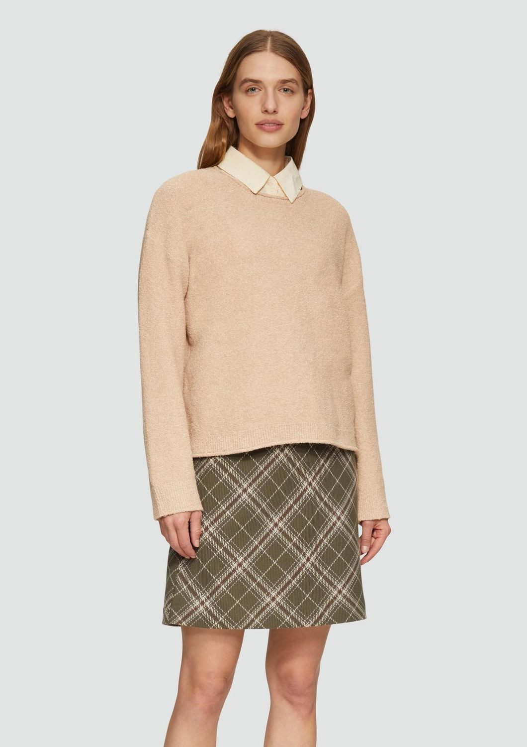 s.Oliver Rundhalspullover Casual (1-tlg) Bouclé, Rollsaum, langarm günstig online kaufen