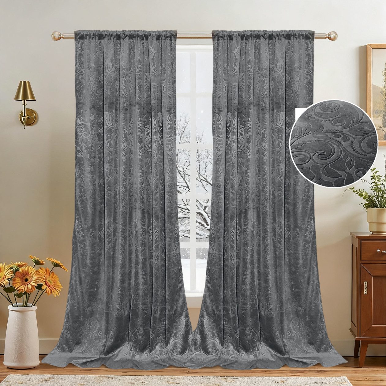 LMaxhome Gardine Samt Zerkleinert Velvet Vorhang günstig online kaufen