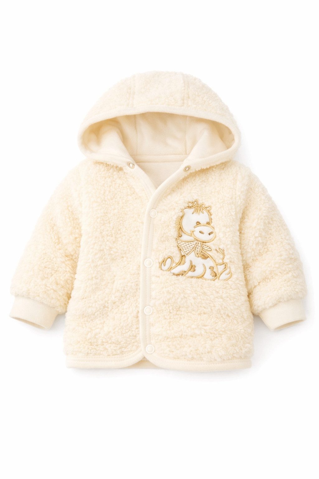 Fleecejacke Baby Jacke Baby-Anorak aus Fleece mit Baumwoll-Futter in Creme