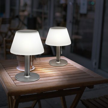etc-shop Außen-Tischleuchte, Leuchtmittel inklusive, Warmweiß, Tischlampe Außenbereich Solarlampe weiß Gartenleuchte, Akku