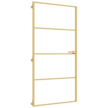 vidaXL Haustür Innentür Zimmertür Glastür Schlank Golden 102,5x201,5 cm Hartglas und