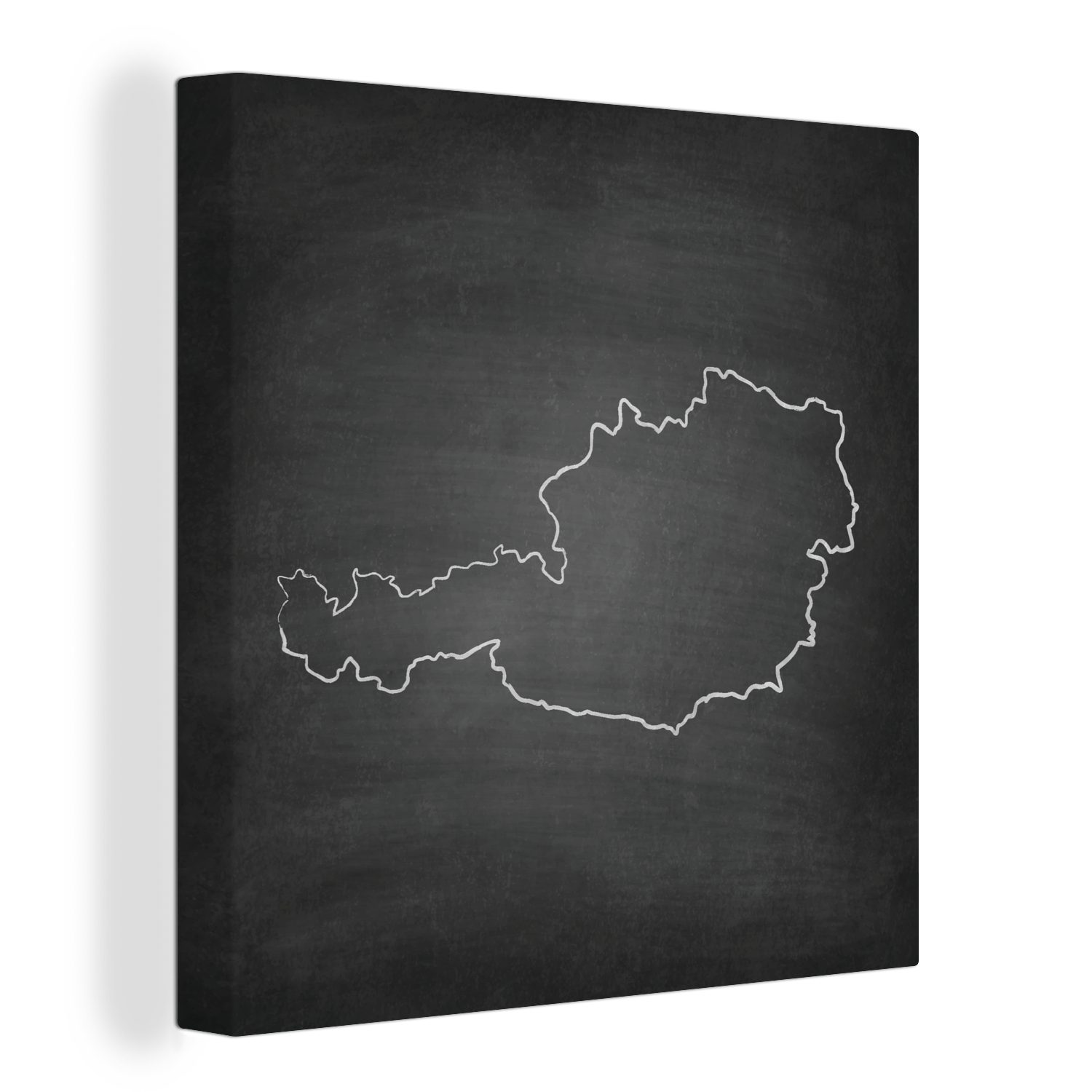 OneMillionCanvasses® Leinwandbild Schwarz-weiße Illustration von Österreich, (1 St), Leinwand Bilder für Wohnzimmer Schlafzimmer