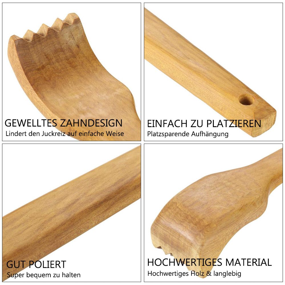 TUWENA Massagebürste Handheld Rckenmassagegert with Long Handle, 2 Stück Holz Rückenkratzer
