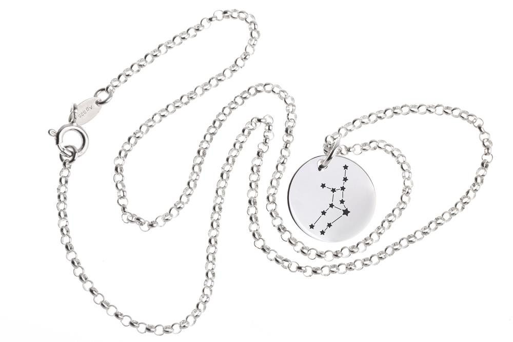 Silberkettenstore Silberkette Erbskette 2mm mit Sternbild Anhänger JUNGFRAU - 925 Silber