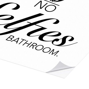 Posterlounge Wandfolie Typobox, No selfies in this bathroom, Badezimmer Illustration
