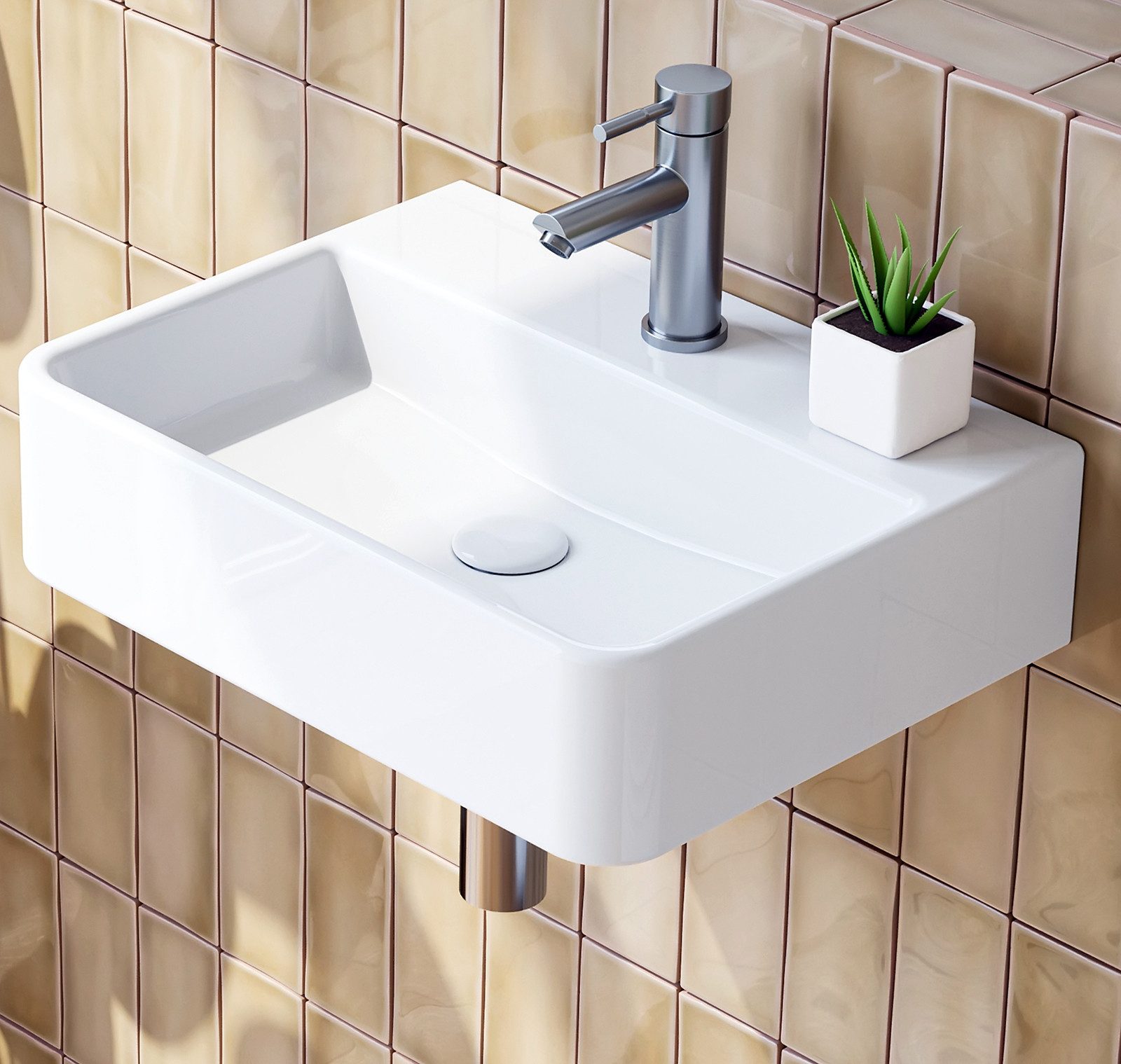 HOROW Waschbecken Aufsatzwaschbecken Hängewaschbecken Wandmontage Keramik 4 günstig online kaufen