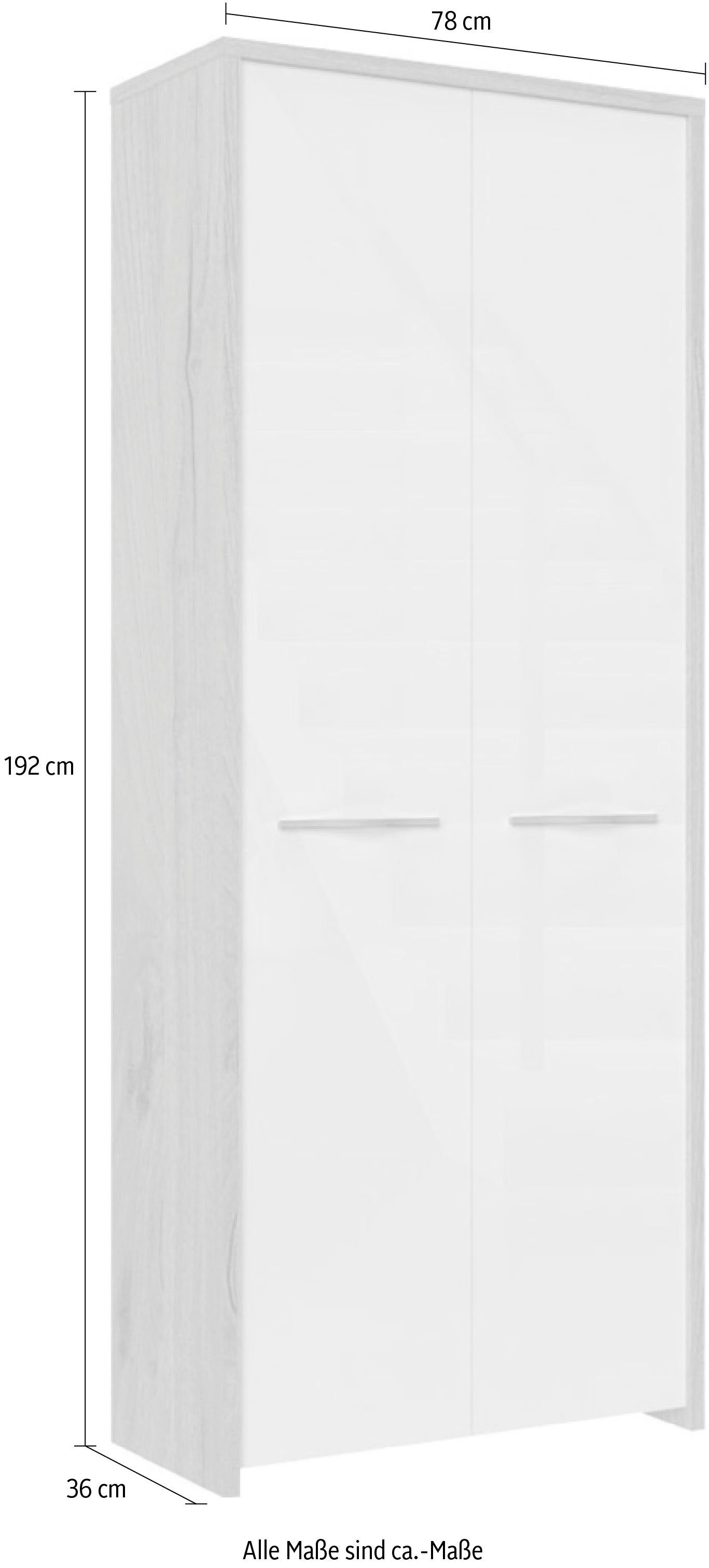 OTTO home Garderobenschrank Gala hochwertig UV lackiert, Soft-Close-Funktion, Höhe 192cm