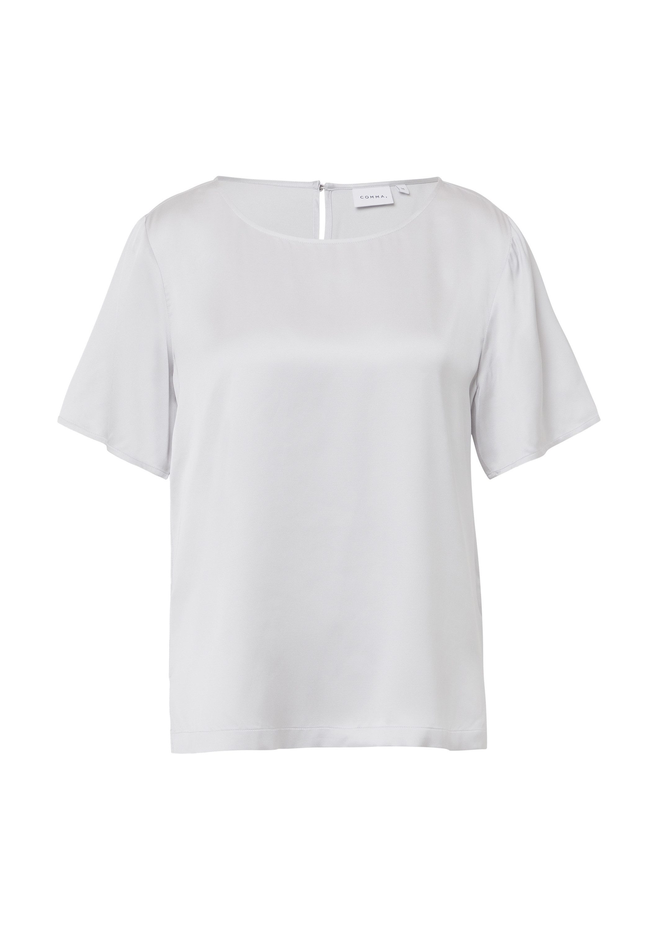 comma Kurzarmbluse Bluse Satinbluse mit seitlichen Schlitzen