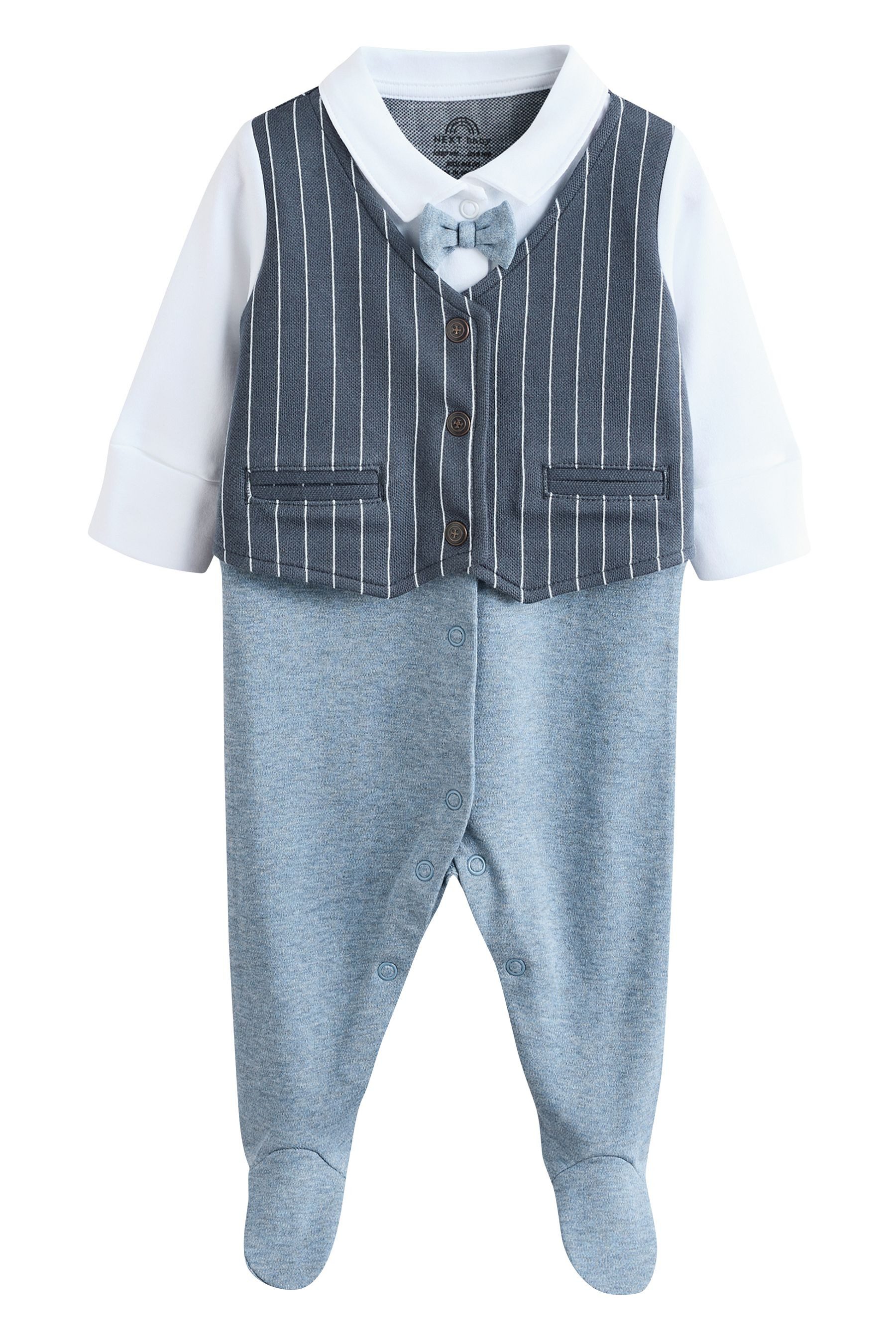 Schlafoverall Babyschlafanzug 100 % Baumwolle mit Fliegendetail