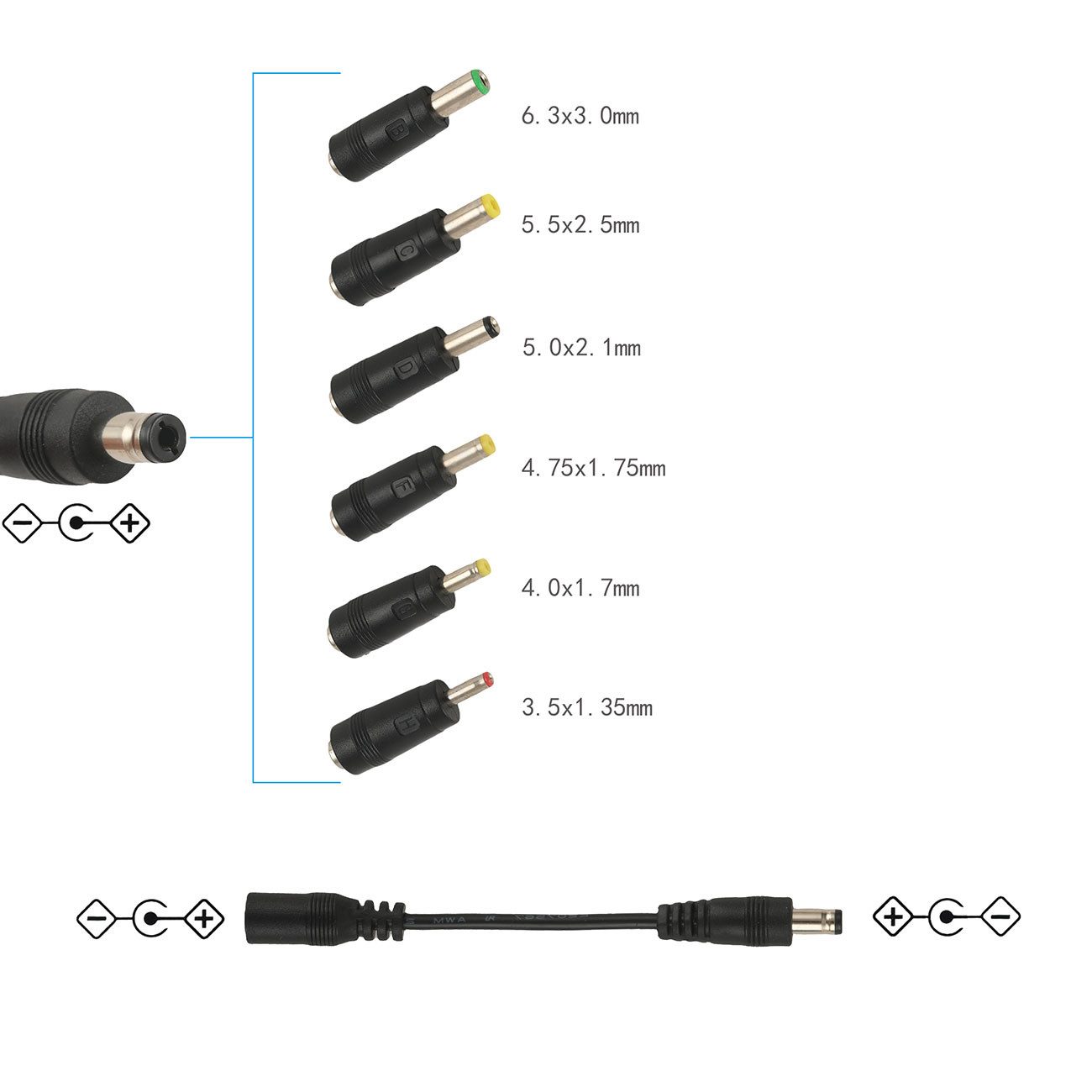 shop'n smile ideoon Universal Netzteil 3-12V 600mA 7,2W 6 Adapter & Pol-Wender Universal-Netzteil (doppelte/verstärkte Isolierung, Schaltnetzteil für Kleingeräte, Kabel)