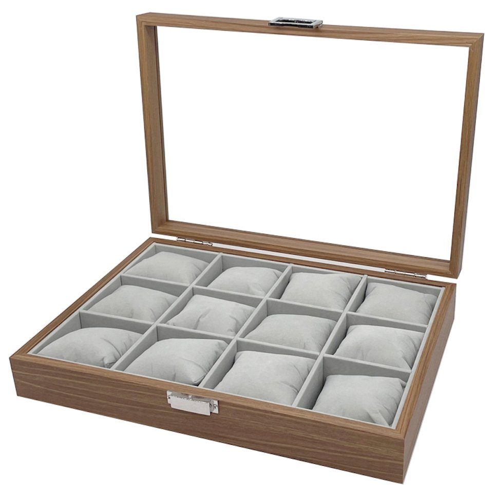 mixed24 Schmuckkasten Holz Uhrenkoffer für 12 günstig online kaufen