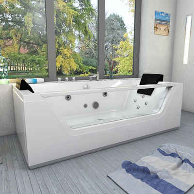 AcquaVapore Whirlpool-Badewanne Whirlpool Pool Badewanne Wanne AcquaVapore W83-TH-B-SC, (1-tlg), Mit Fußgestell und Ablaufgarnitur