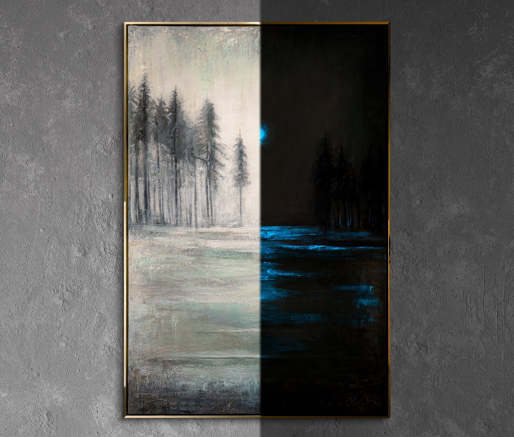 Gemälde Mit Rahmen «Heilender Wald», in Landschaft Gold YS-Art