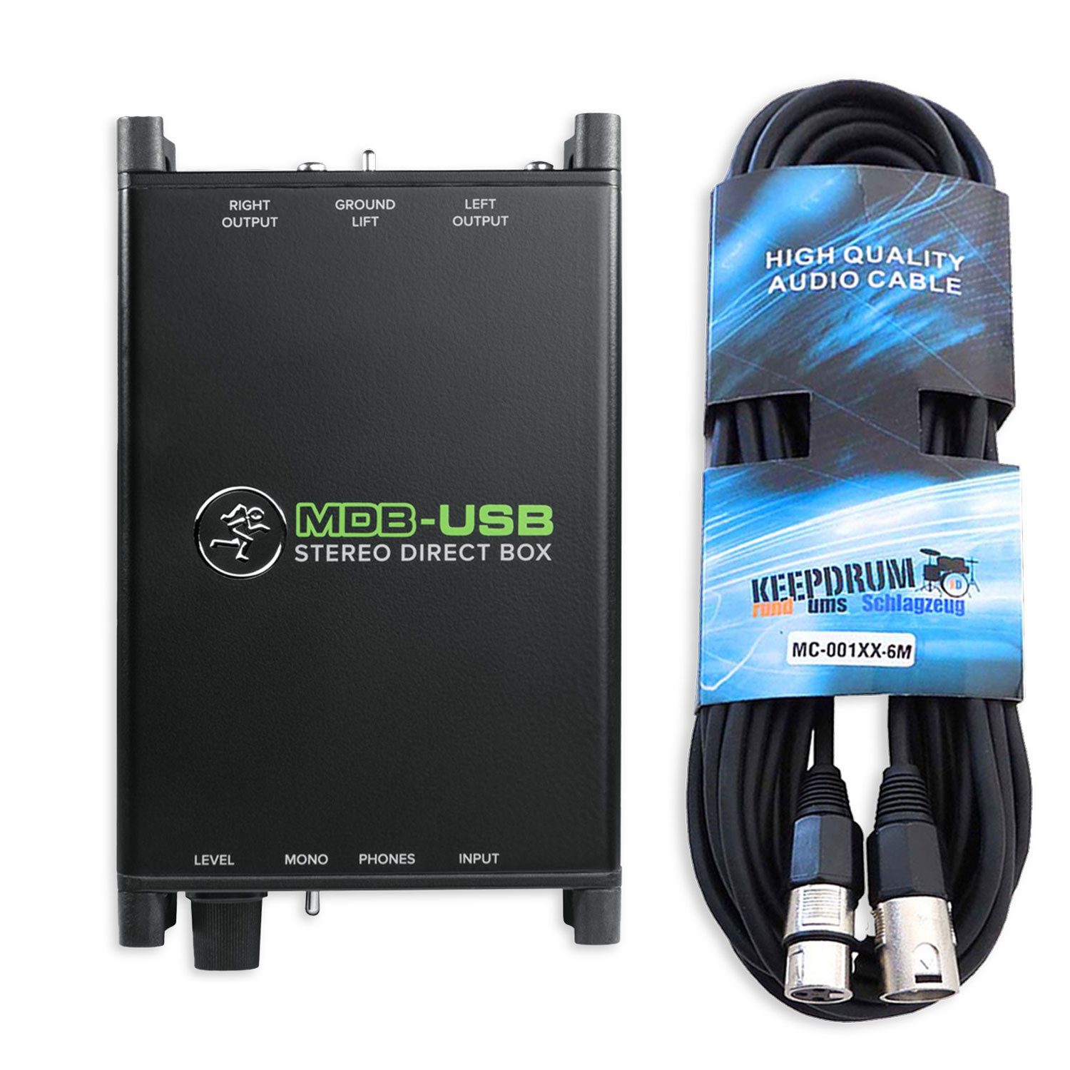 MACKIE Mackie DI-Box MDB-USB Aktive Direct Box mit Kabel Digitales Aufnahmegerät (Vorteils-Set mit XLR-Kabel)