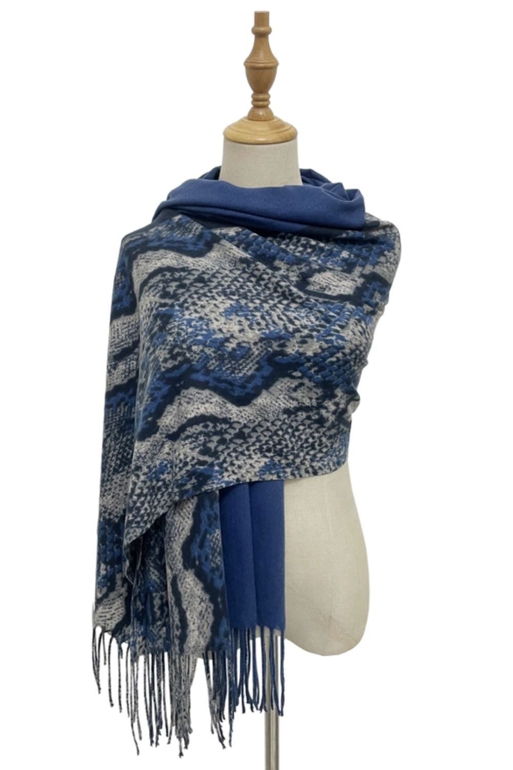 Fashion Scarf World Modeschal Hochwertiger Schal mit modernem Schlangenleder-Streifenmuster, Tragekomfort durch weiche Wollmischung