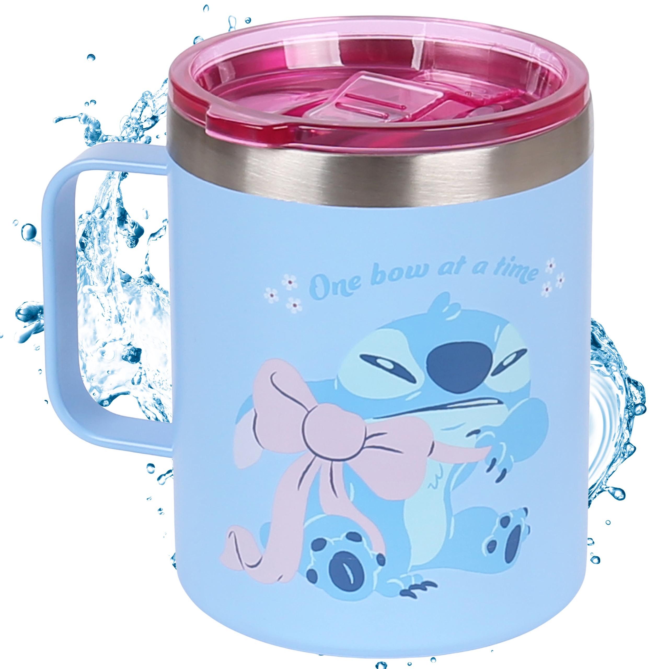 Disney Thermobecher DISNEY Stitch Thermobecher mit Griff, Edelstahl, auslaufsicher 400 ml