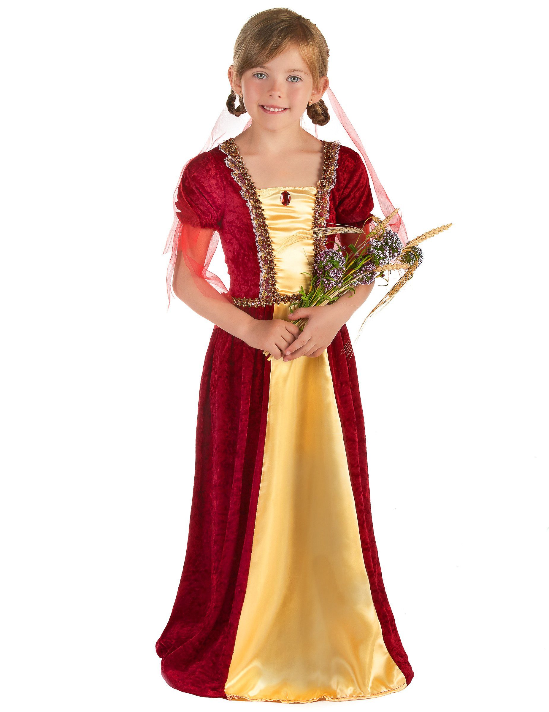 JADEO Kostüm Mittelalterliche Prinzessin Mädchenkostüm beige-rot