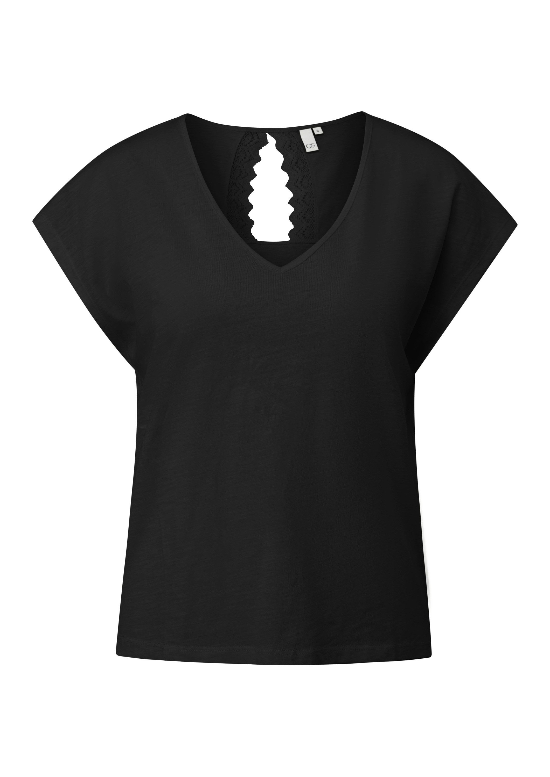 QS Kurzarmshirt T-Shirt T-Shirt mit Spitzendetail