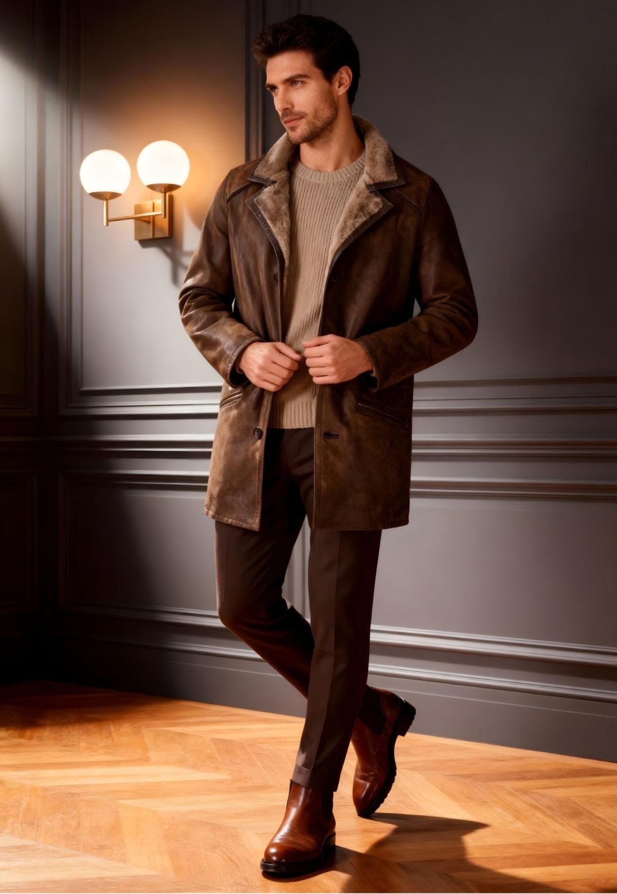 Hollert Wintermantel Lammfellmantel Antonio Chocolate günstig online kaufen