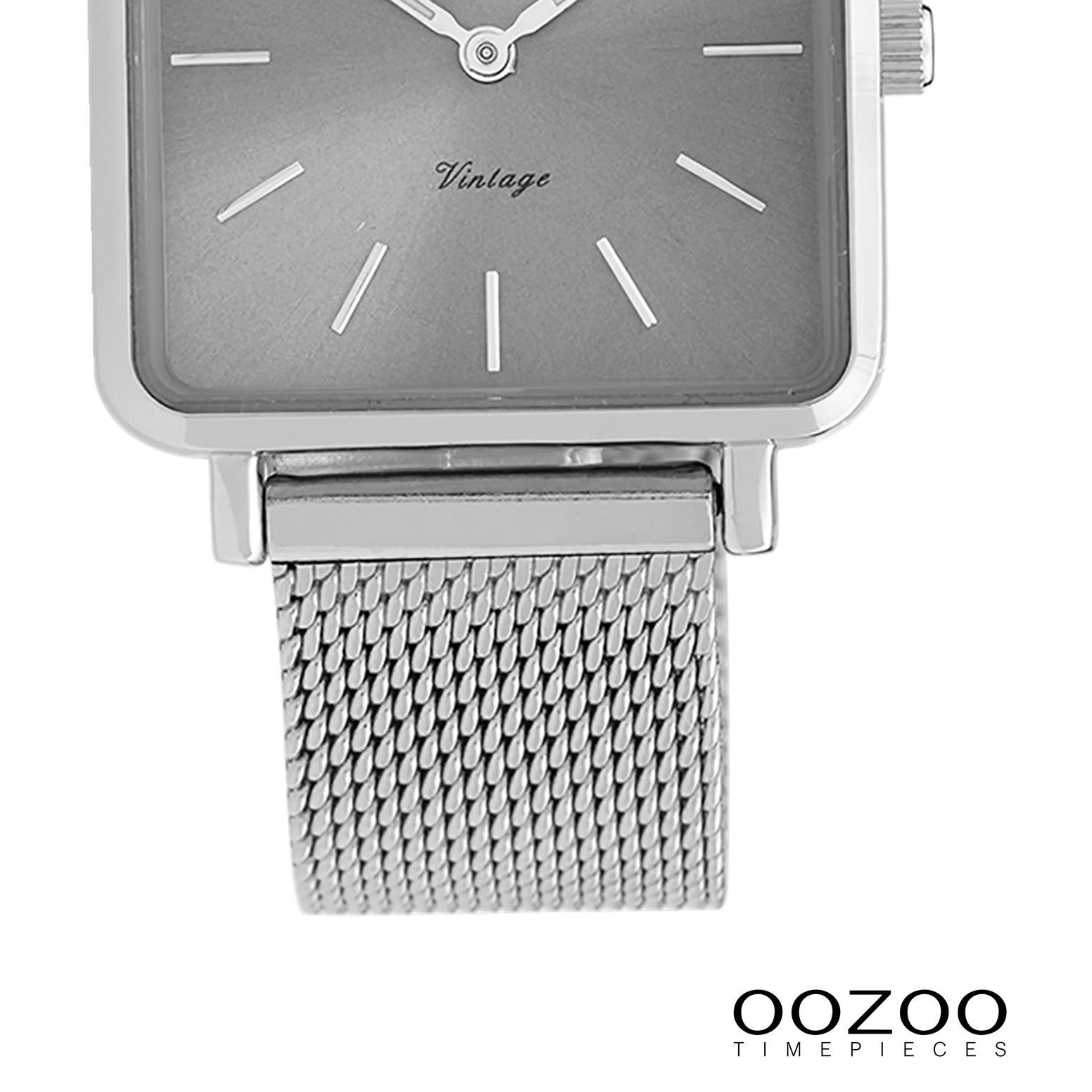OOZOO Quarzuhr Oozoo Damen Armbanduhr Vintage Series, (Analoguhr), Damenuhr eckig, klein (ca. 28mm) Metallarmband, Elegant-Style