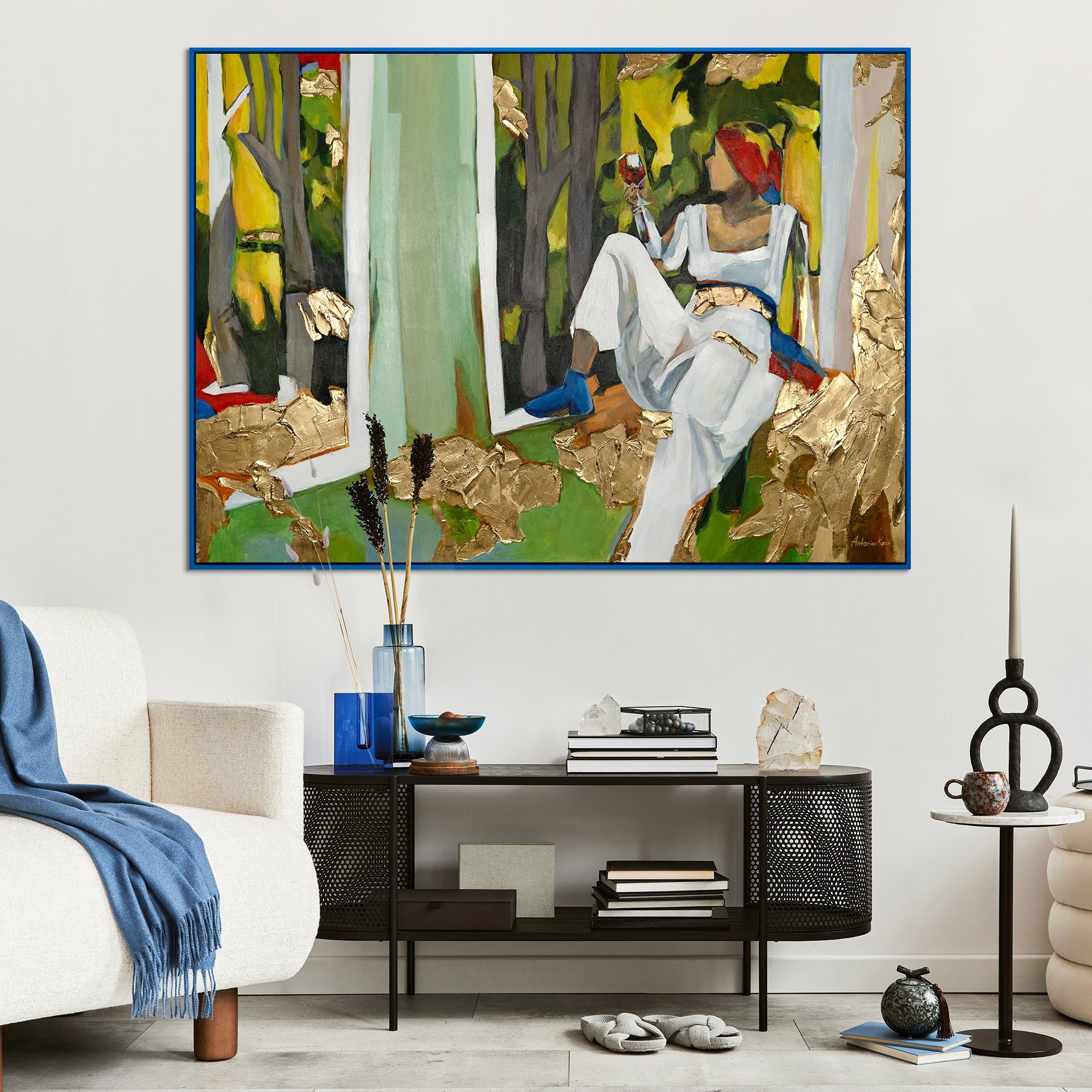 Menschen Rahmen in Mit Gemälde YS-Art Inspiration, Blau