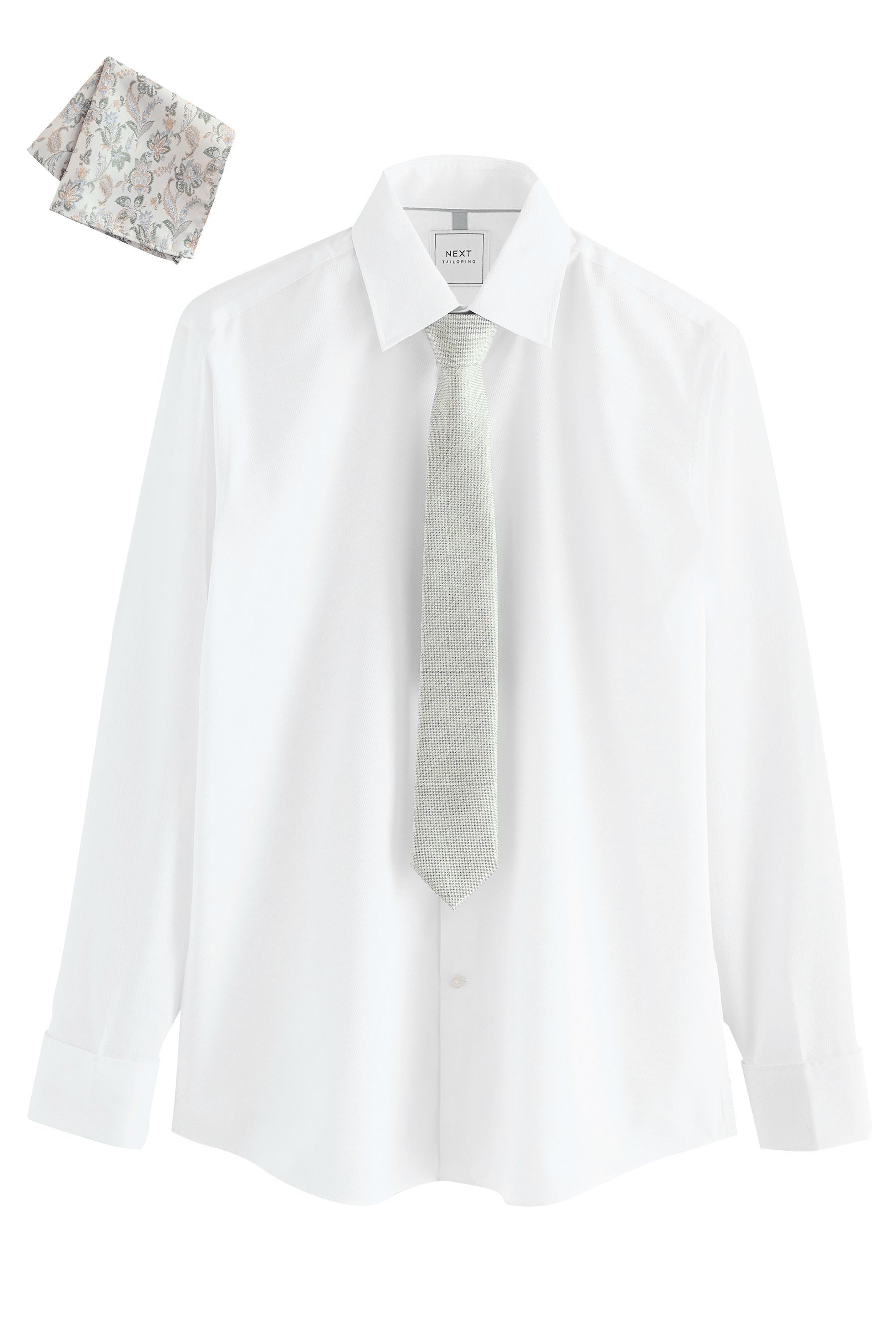 White/Green with Pocket Square