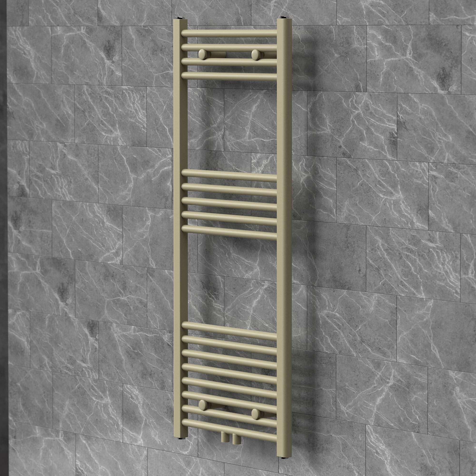LuxeBath Badheizkörper Sahara Heizkörper Handtuchtrockner Badezimmer Heizung für Handtücher, Handtuchheizkörper 500x1200 mm Beige Heizkörper Mittelanschluss gerade