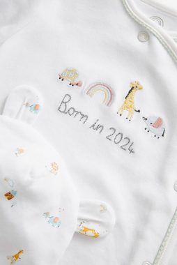 Next Schlafoverall Babystrampler und Mütze Born In 2024 (2-tlg)