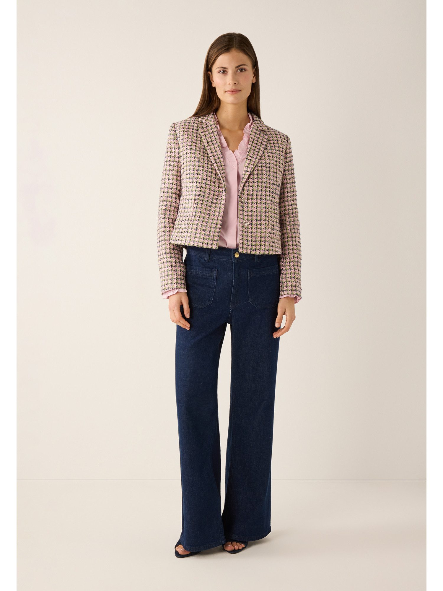 MORE&MORE Kurzblazer stilvoller Karo-Kurzblazer günstig online kaufen