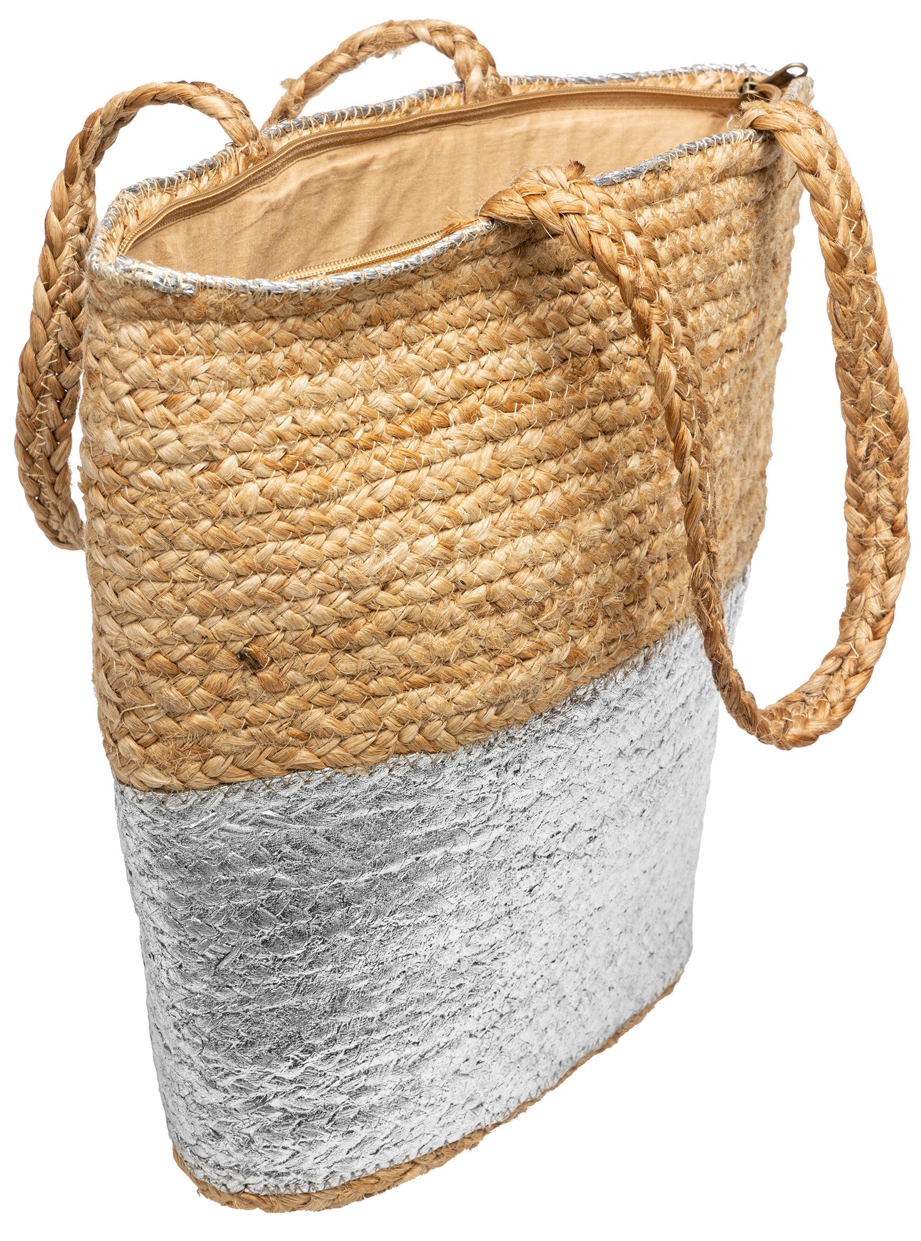 Caspar Strandtasche große Damen Schultertasche aus Stroh Shopper Sommertasche - TS1078