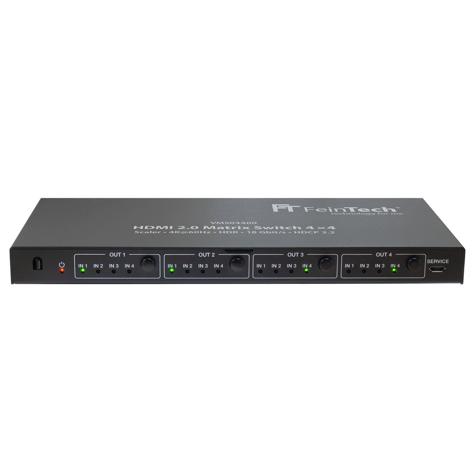 FeinTech Audio / Video Matrix-Switch VMS04400 HDMI 2.0 Matrix Switch 4x4, mit schaltbarem Downscaler