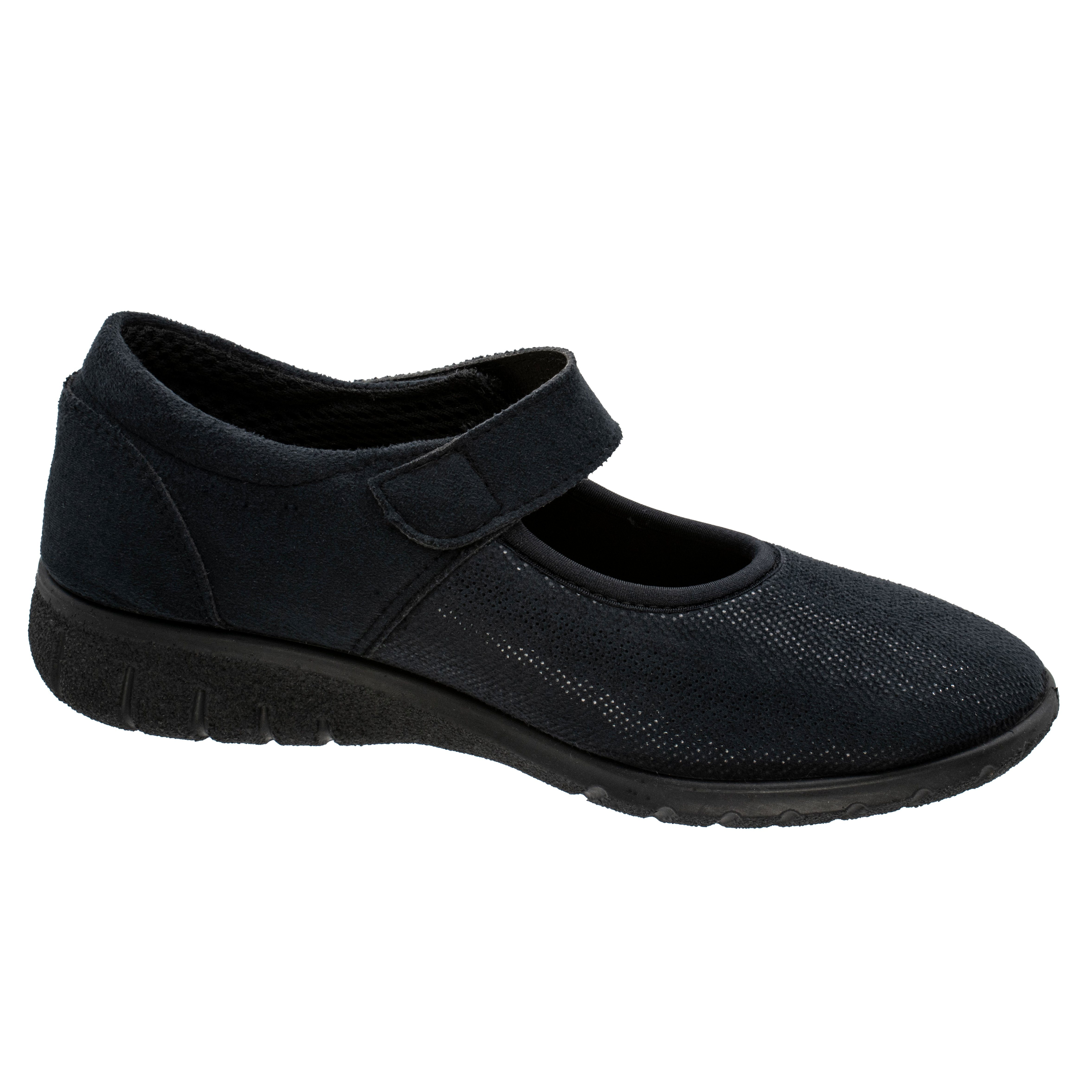 Fischer-Markenschuh Birgit Ballerina aus Stretchmaterial, Ledereinlegesohle herausnehmbar, Gummi-Laufsohle