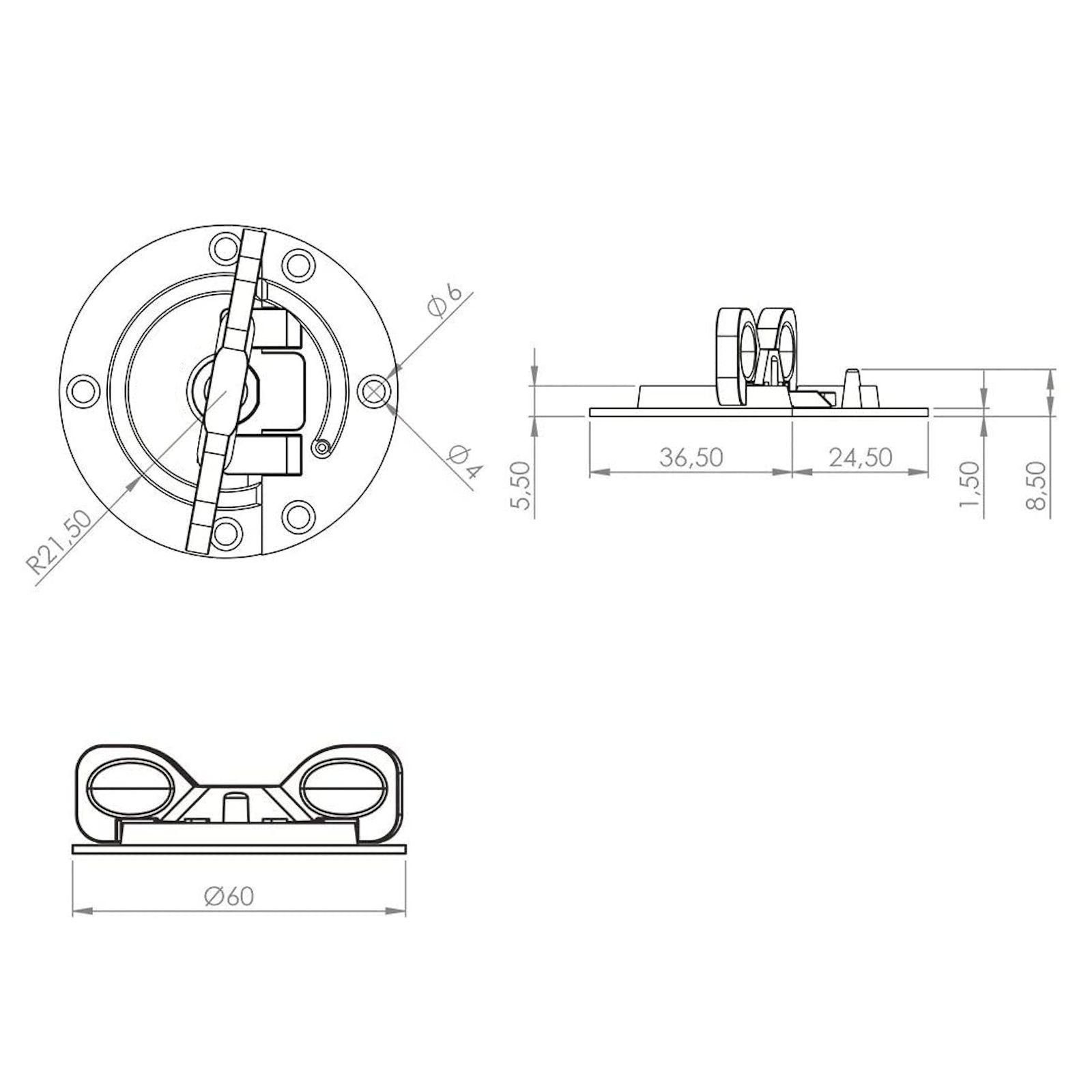 SO-TECH® Möbelbeschlag Tischverbinder / Drehriegel Ø 60 mm (1 St)