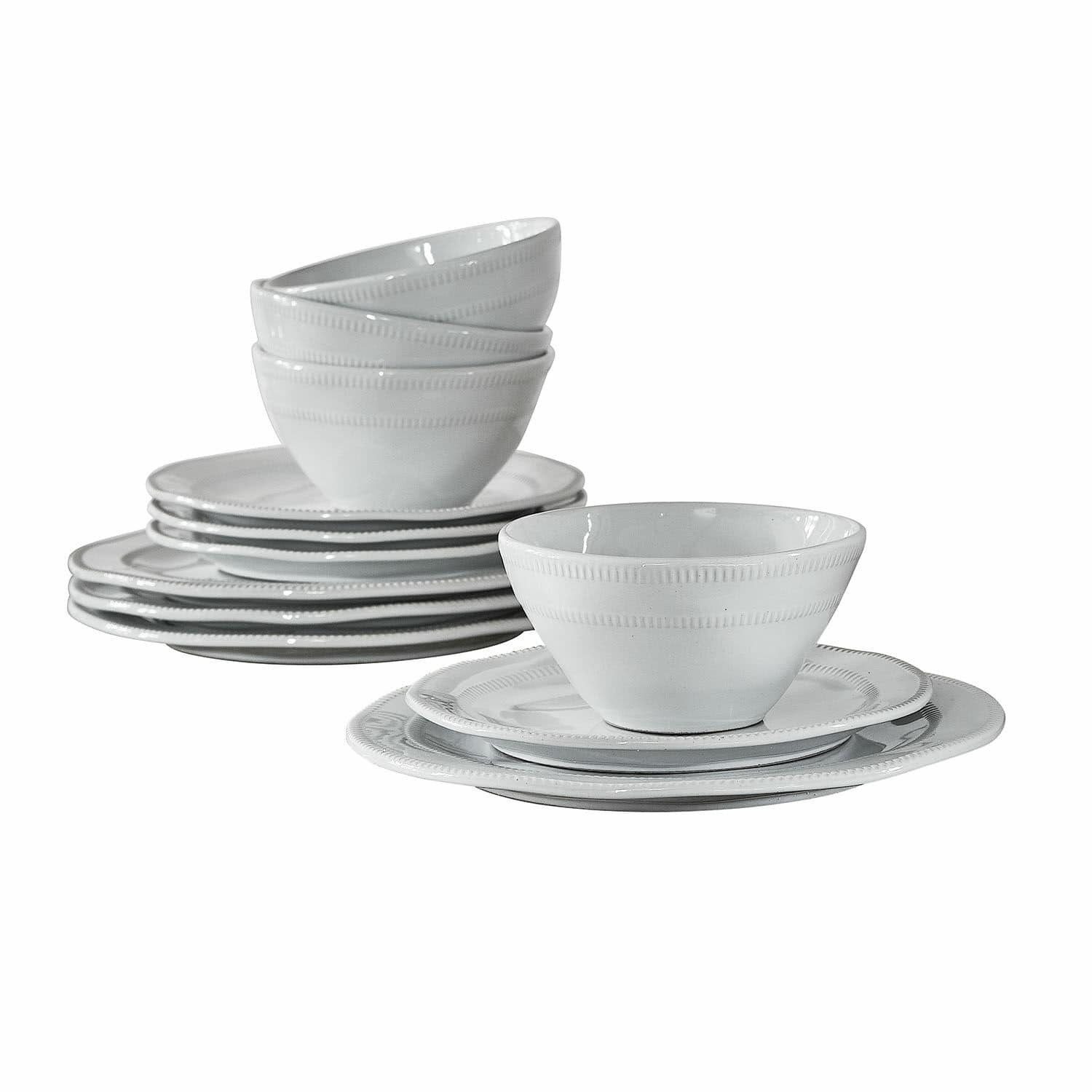 Mirabeau Geschirr-Set Geschirr 12er Set Alentejo weiß, Steinzeug