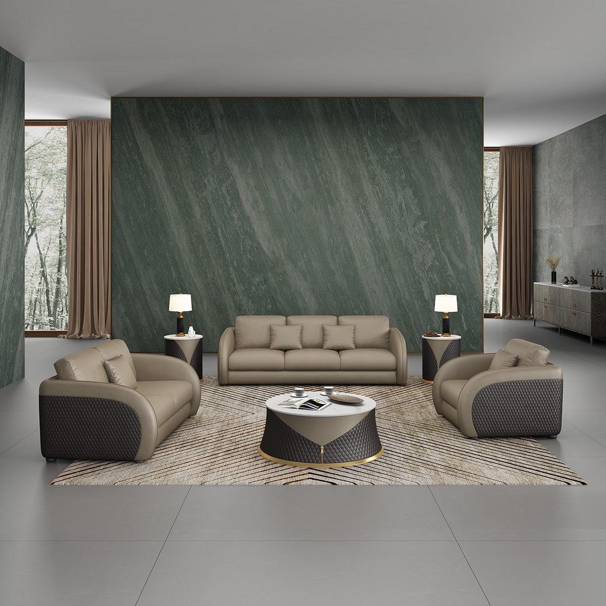 JVmoebel 2-Sitzer, 2 Sitzer Silber Ledersofa Modern Couch Design Wohnlandschaft Sofa