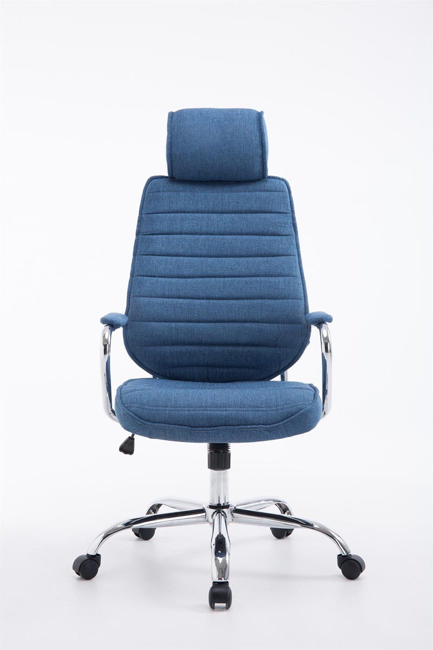 TPFLiving Bürostuhl (Schreibtischstuhl, Rocket Stoff Gestell: Sitz: Metall Rückenlehne Bürostuhl XXL), blau chrom - bequemer - drehbar Drehstuhl, mit Chefsessel, 360° höhenverstellbar und